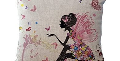 Funda de cojín vintage diseño mariposa algodón y lino