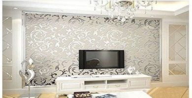 Papel de pared pintado decorativo color gris plateado