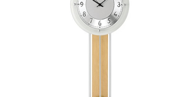 Reloj a péndulo en madera maciza y plata espejada