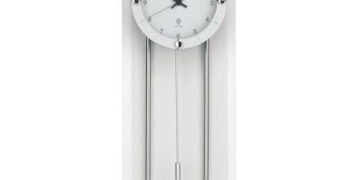 Reloj con péndulo cristal mineral color plata