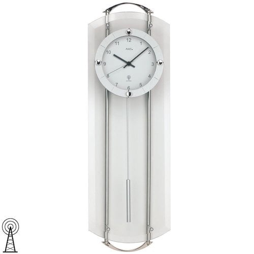 Reloj con péndulo cristal mineral color plata
