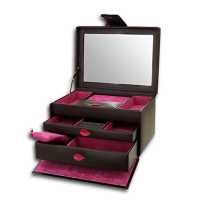Cofre para joyas Amira XXL en color negro y rosado