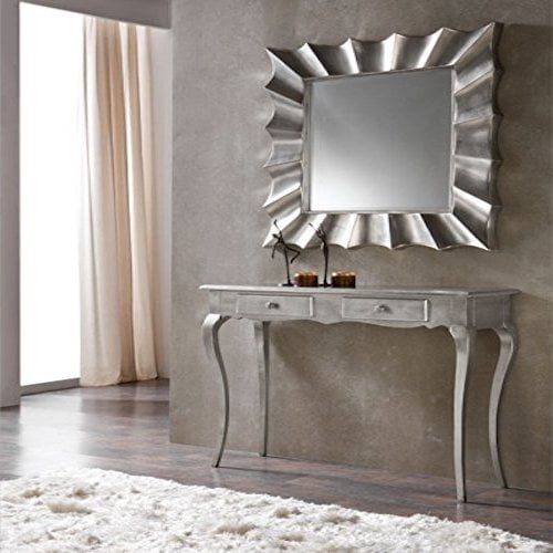 Espejo decorativo de pared cuadrado plata