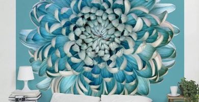 Papel de pared decorativo fotomural Crisantemo azul