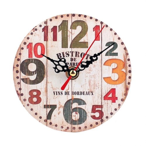 Reloj de pared vintage multicolor